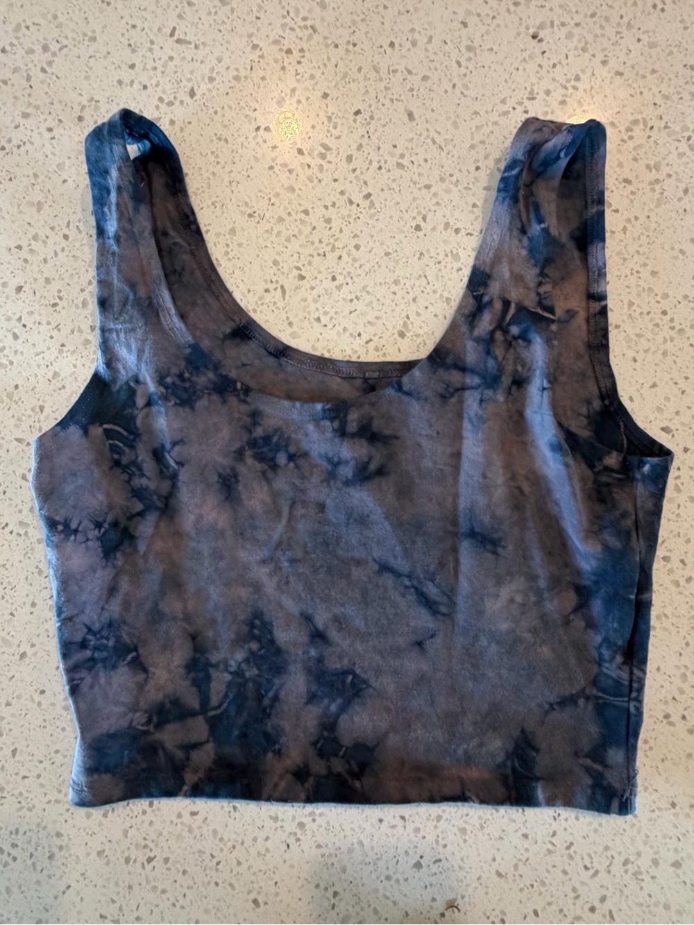 Groceries Tie-Dye Scoop Crop Top - Navy & Gray